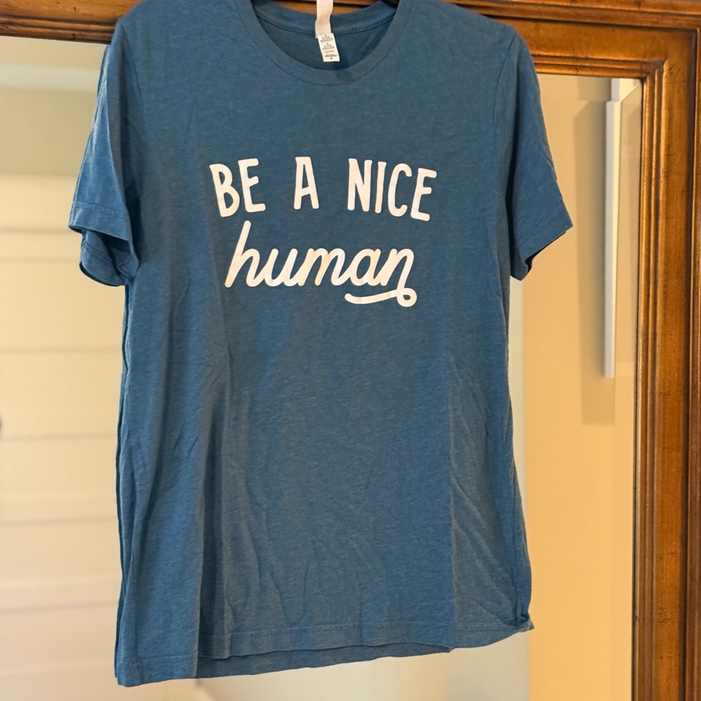 Casual Blue Tee with Positive Message